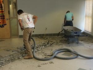 Speedy Floor Removal begins removing tile floor in a children's hospital.